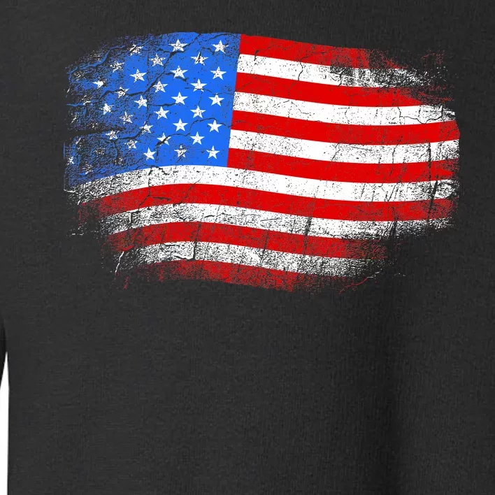 Distressed USA Waving Flag Toddler Sweatshirt