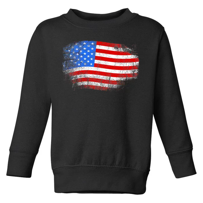 Distressed USA Waving Flag Toddler Sweatshirt