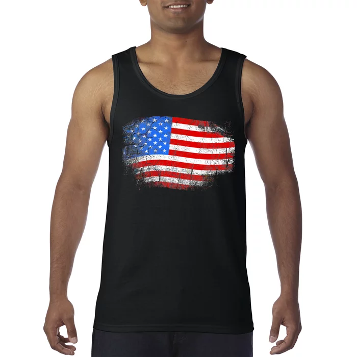 Distressed USA Waving Flag Tank Top