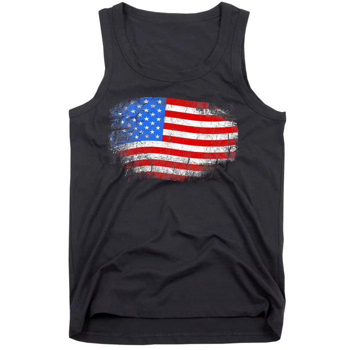 Distressed USA Waving Flag Tank Top