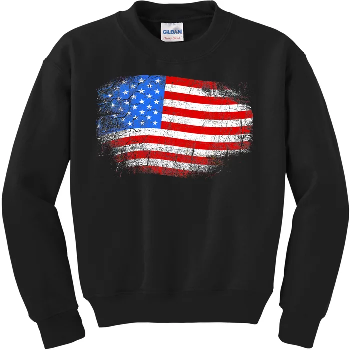 Distressed USA Waving Flag Kids Sweatshirt