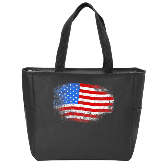 Distressed USA Waving Flag Zip Tote Bag