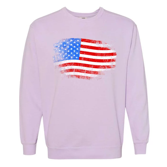 Distressed USA Waving Flag Garment-Dyed Sweatshirt