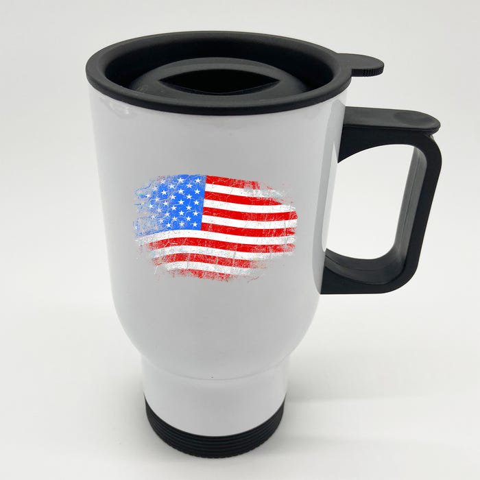 Distressed USA Waving Flag Front & Back Stainless Steel Travel Mug