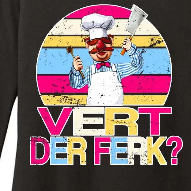 Distressed Vert Der Ferk Retro Chef Womens CVC Long Sleeve Shirt