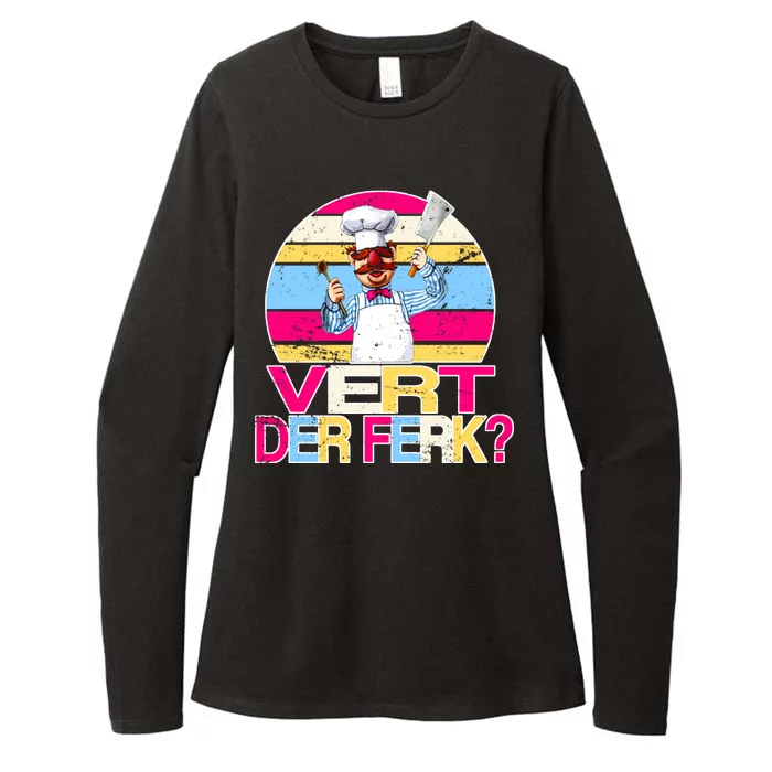 Distressed Vert Der Ferk Retro Chef Womens CVC Long Sleeve Shirt