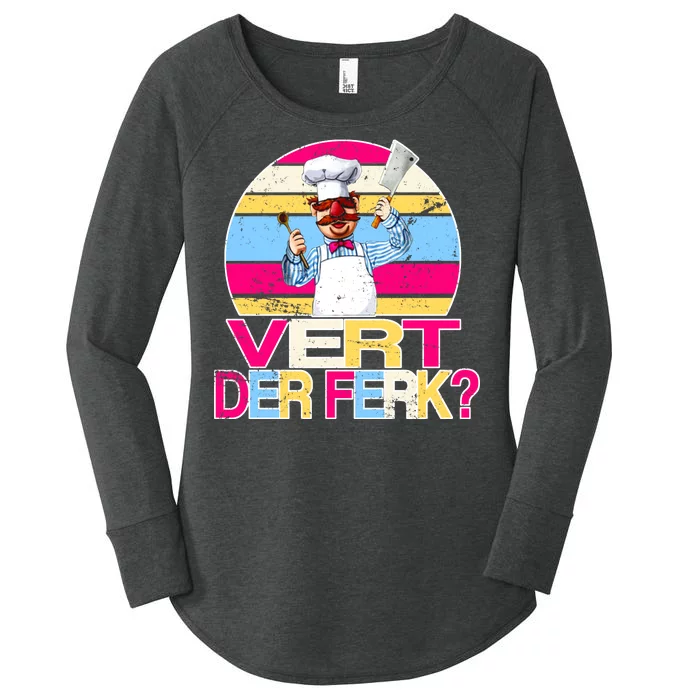 Distressed Vert Der Ferk Retro Chef Women's Perfect Tri Tunic Long Sleeve Shirt