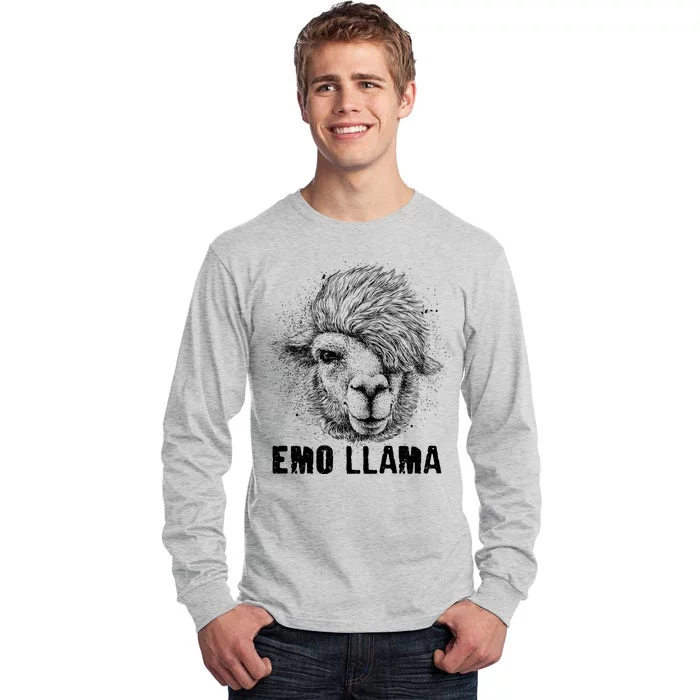 Distressed Vintage Emo Llama Alpaca Tall Long Sleeve T-Shirt