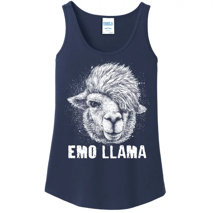 Distressed Vintage Emo Llama Alpaca Ladies Essential Tank