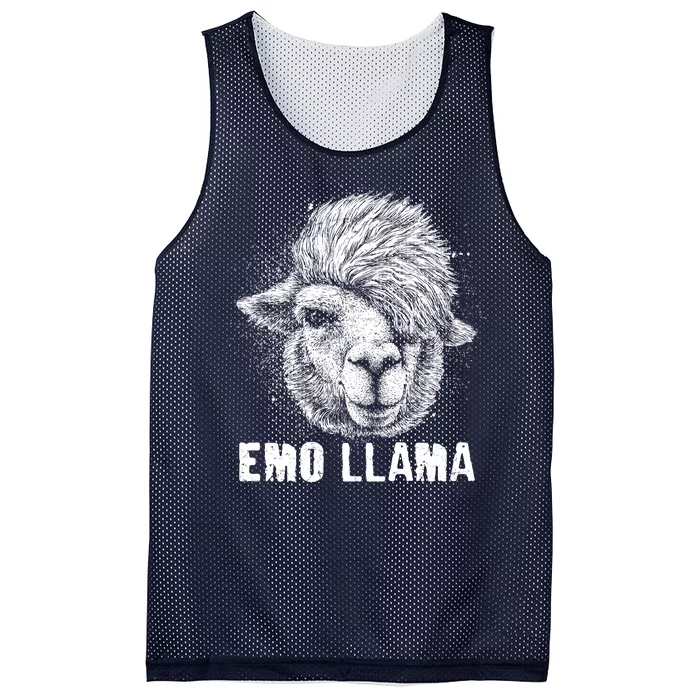 Distressed Vintage Emo Llama Alpaca Mesh Reversible Basketball Jersey Tank