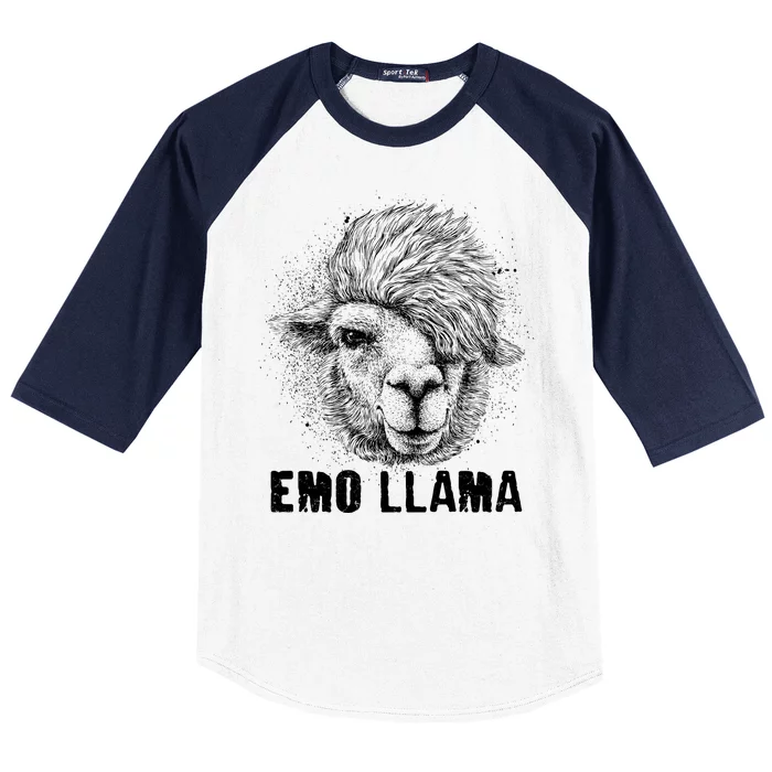 Distressed Vintage Emo Llama Alpaca Baseball Sleeve Shirt