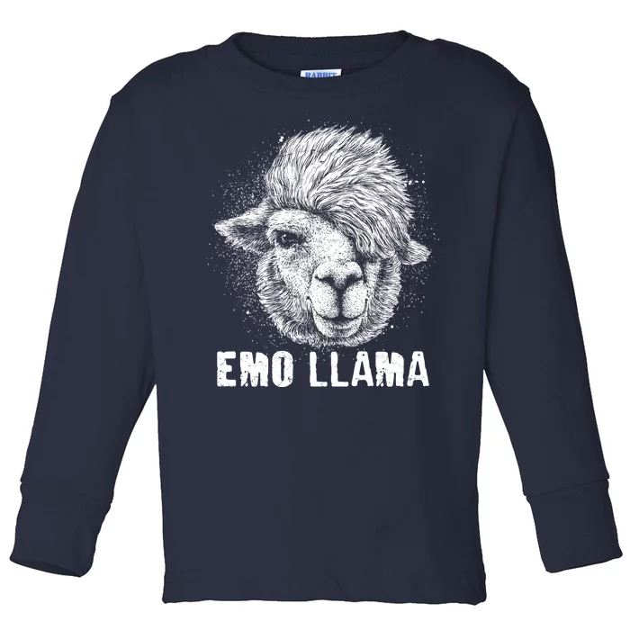 Distressed Vintage Emo Llama Alpaca Toddler Long Sleeve Shirt