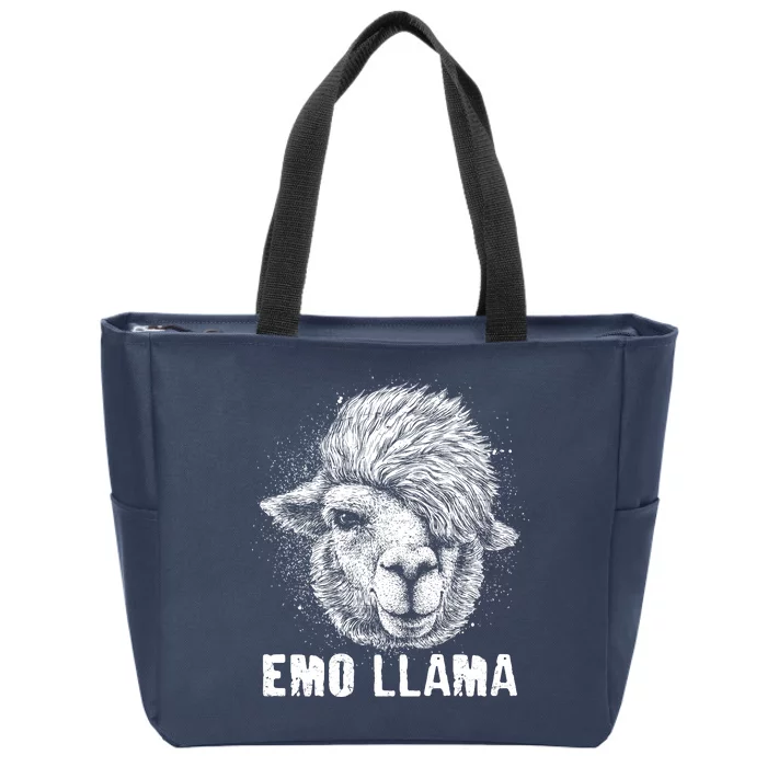 Distressed Vintage Emo Llama Alpaca Zip Tote Bag