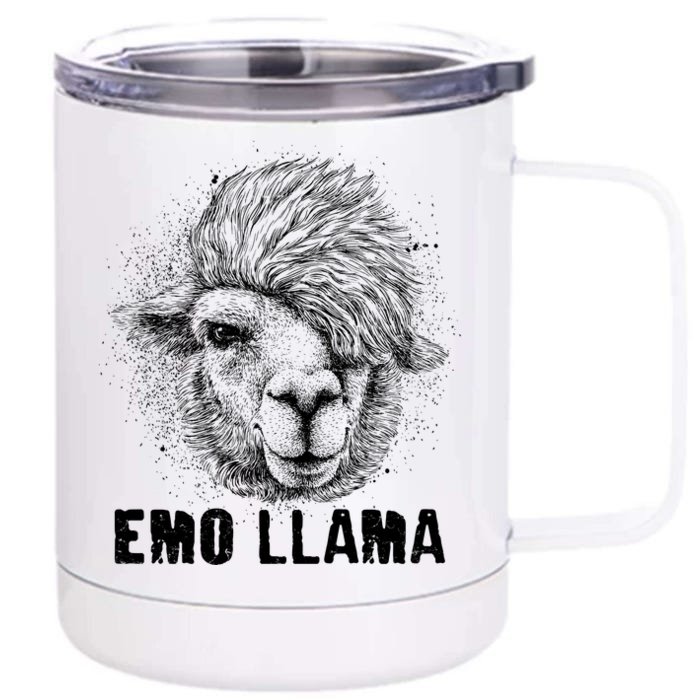 Distressed Vintage Emo Llama Alpaca Front & Back 12oz Stainless Steel Tumbler Cup