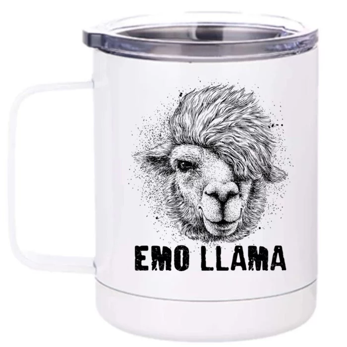 Distressed Vintage Emo Llama Alpaca Front & Back 12oz Stainless Steel Tumbler Cup