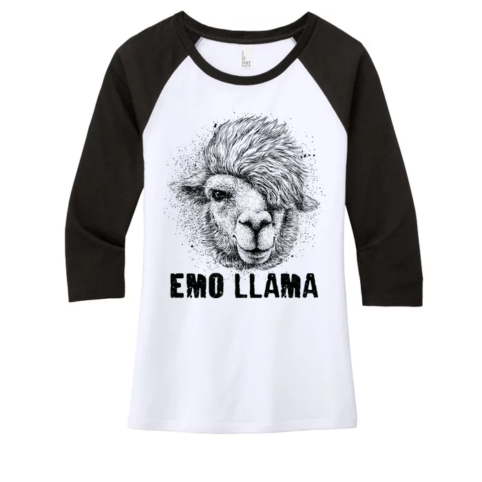 Distressed Vintage Emo Llama Alpaca Women's Tri-Blend 3/4-Sleeve Raglan Shirt