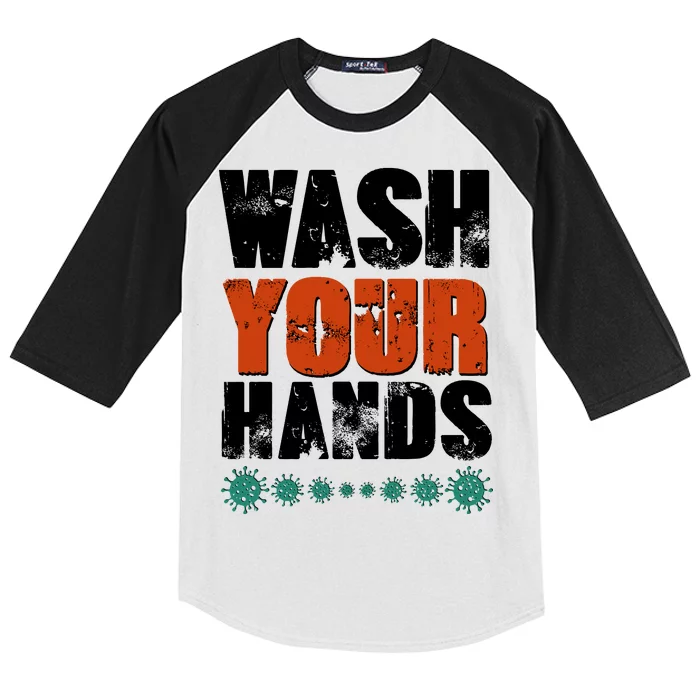 Distressed Wash Your Hands Funny Kids Colorblock Raglan Jersey