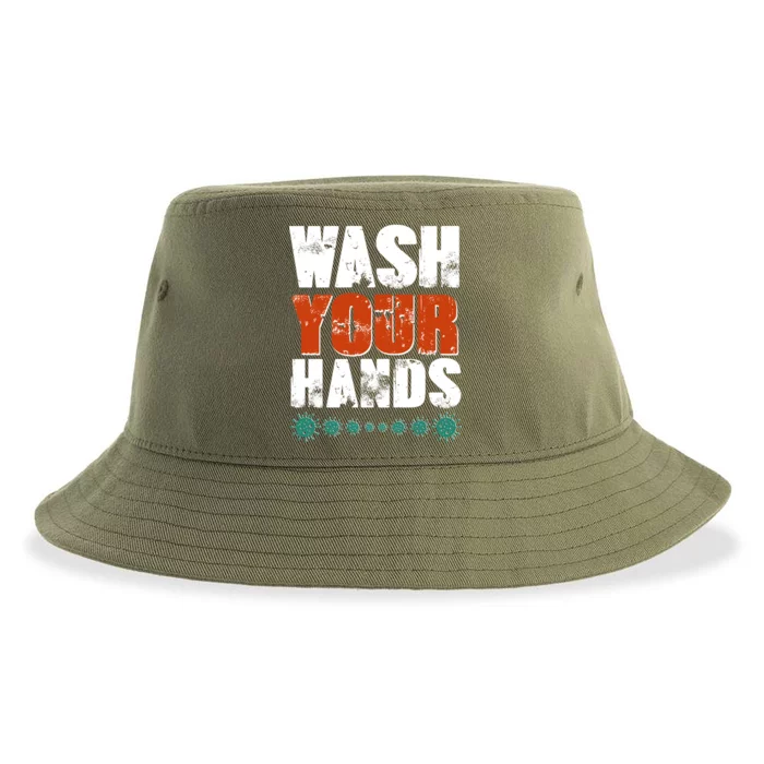 Distressed Wash Your Hands Funny Sustainable Bucket Hat