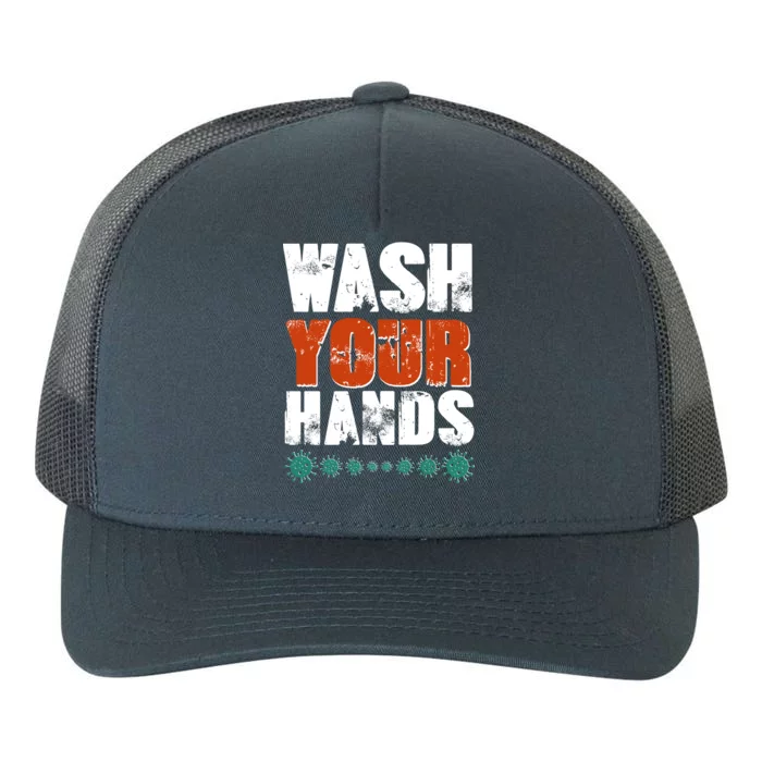 Distressed Wash Your Hands Funny Yupoong Adult 5-Panel Trucker Hat