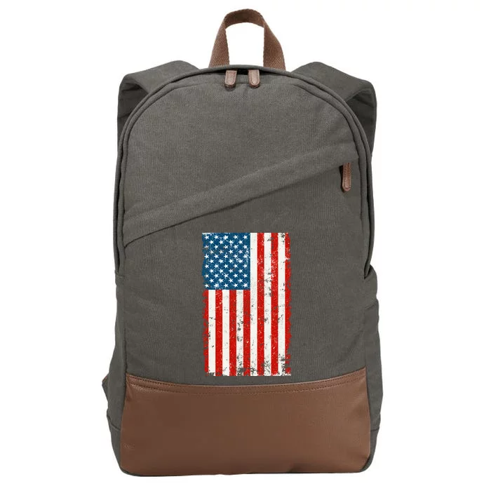 Distressed Worn USA American Flag Cotton Canvas Backpack