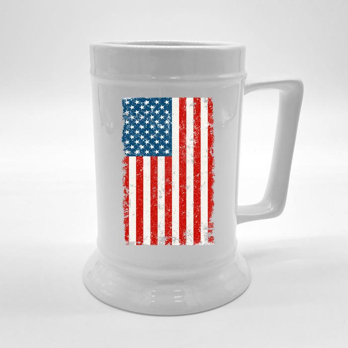 Distressed Worn USA American Flag Front & Back Beer Stein