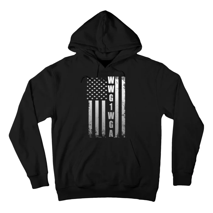 Distressed WWG1WGA US American Flag Hoodie