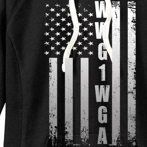 Distressed WWG1WGA US American Flag Women's Fleece Hoodie