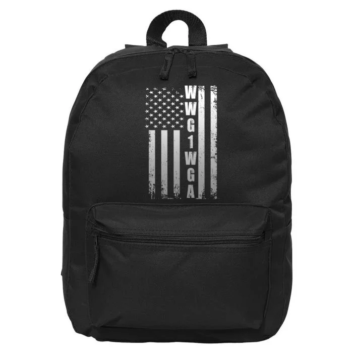 Distressed WWG1WGA US American Flag 16 in Basic Backpack