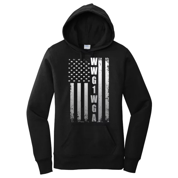 Distressed WWG1WGA US American Flag Women's Pullover Hoodie