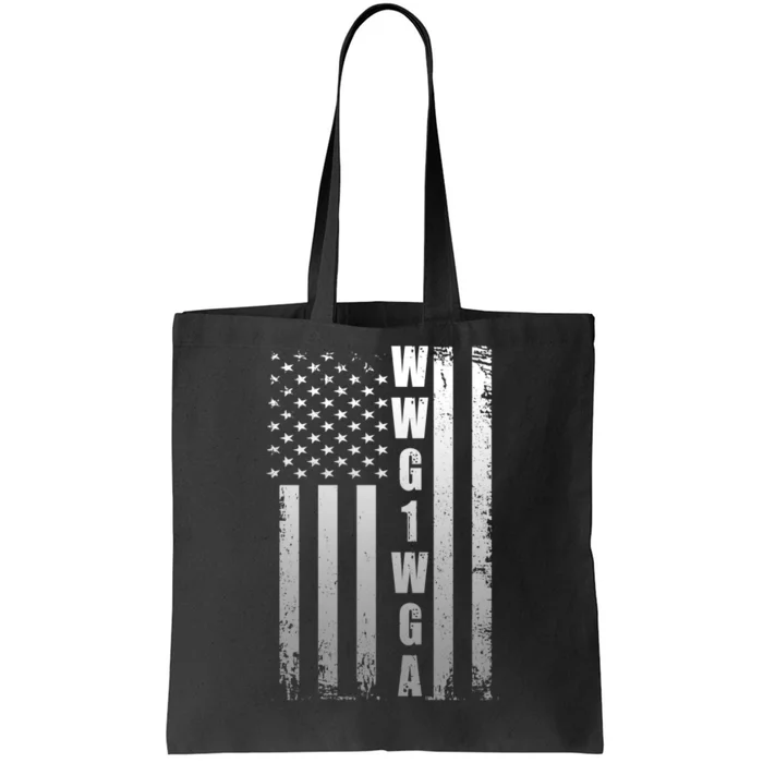 Distressed WWG1WGA US American Flag Tote Bag