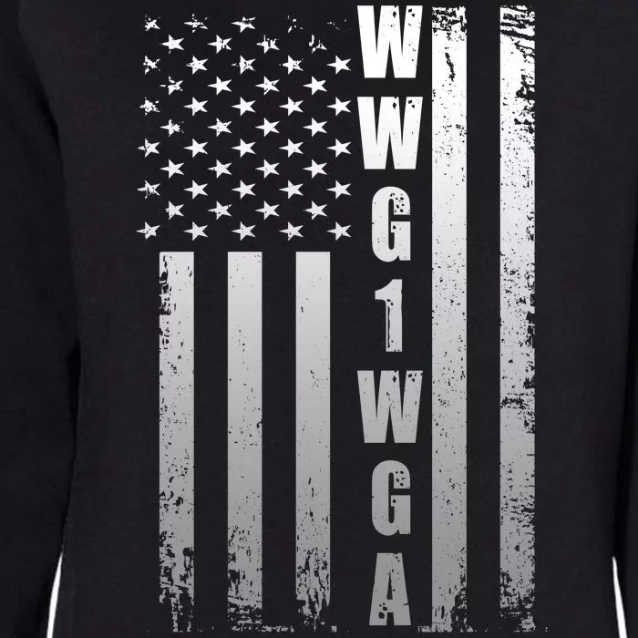 Distressed WWG1WGA US American Flag Womens California Wash Sweatshirt