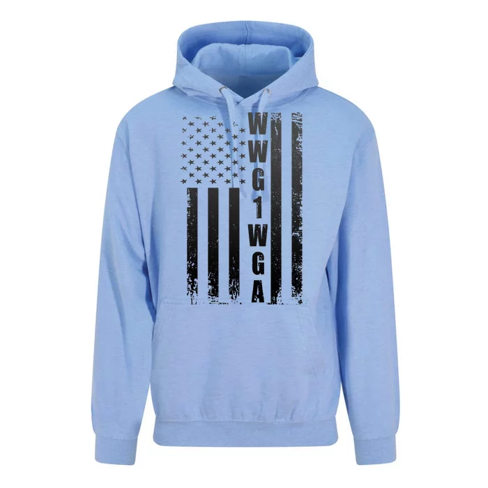 Distressed WWG1WGA US American Flag Unisex Surf Hoodie