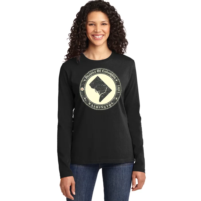 District of Columbia Washington Retro Ladies Long Sleeve Shirt