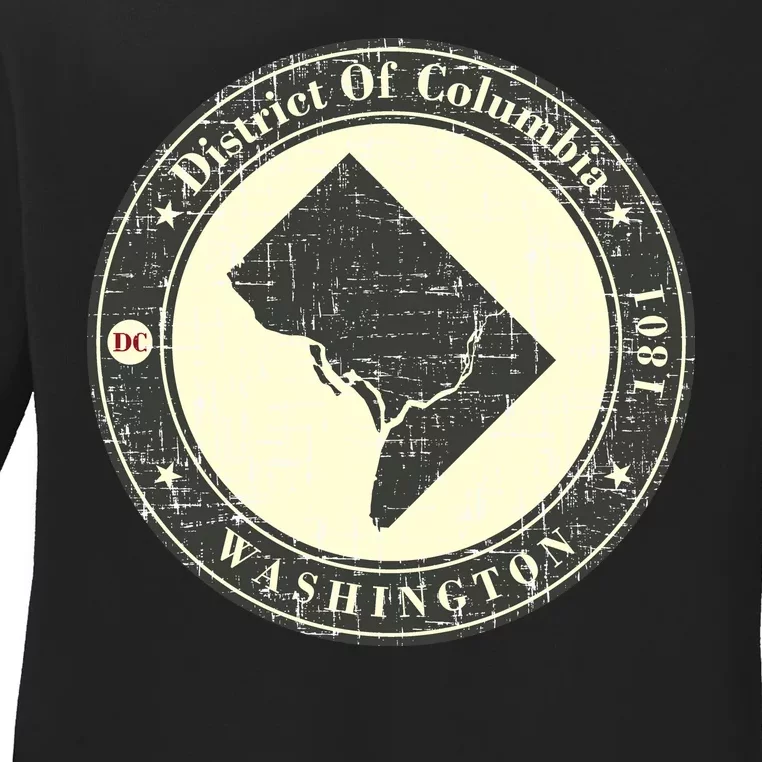 District of Columbia Washington Retro Ladies Long Sleeve Shirt