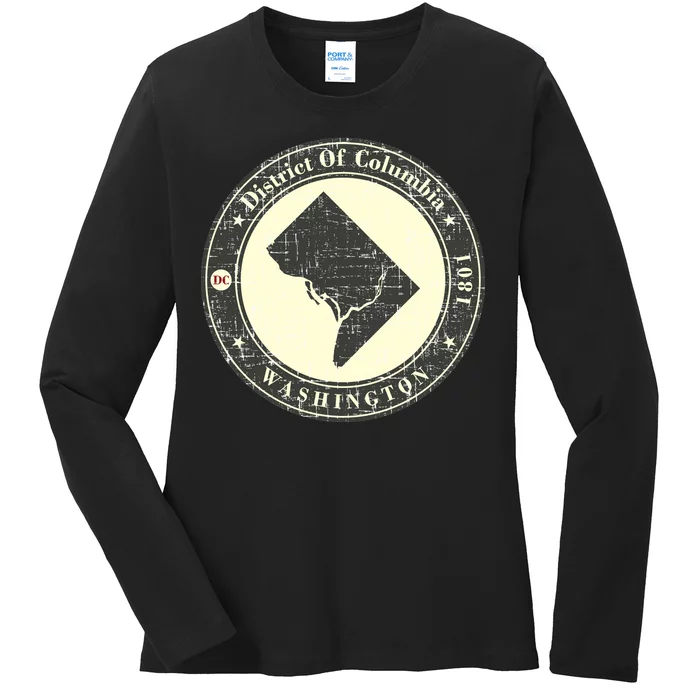 District of Columbia Washington Retro Ladies Long Sleeve Shirt