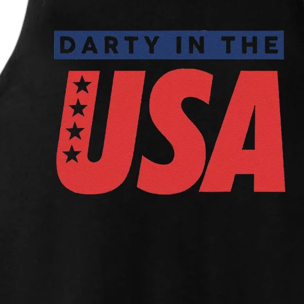 Darty In The Usa Independence Day American Ladies Tri-Blend Wicking Tank