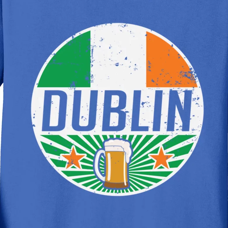 Dublin Ireland Travel Vacation Irish Flag Beer Pub Ing Meaningful Gift Kids Long Sleeve Shirt