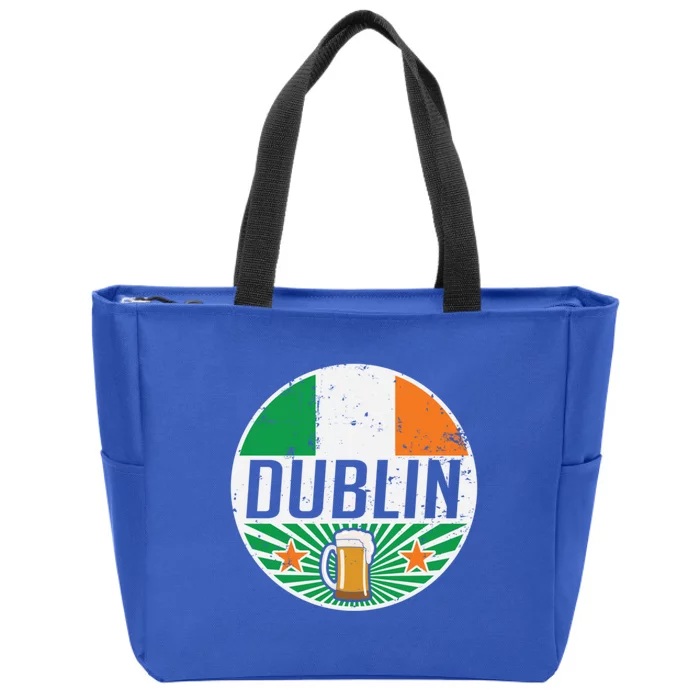 Dublin Ireland Travel Vacation Irish Flag Beer Pub Ing Meaningful Gift Zip Tote Bag