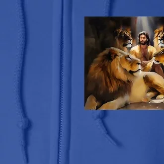 Daniel In The Lions Den Jesus And Lion Christian Bible Full Zip Hoodie