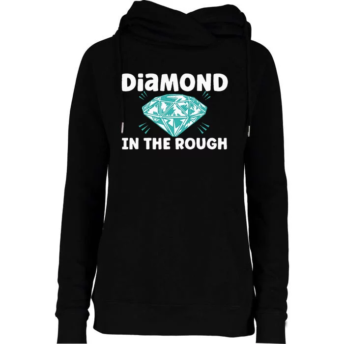 Diamond In The Rough Crystal Diamond Geologist Womens Funnel Neck Pullover Hood