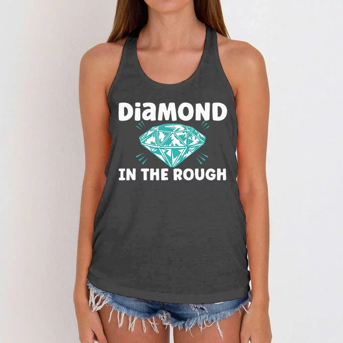 Diamond In The Rough Crystal Diamond Geologist Women's Knotted Racerback Tank