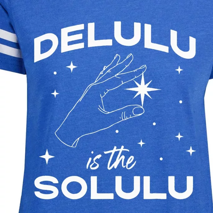 Delulu Is The Solulu Funny Social Media Enza Ladies Jersey Football T-Shirt