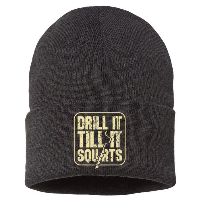 Drill It Till It Squirts Funny Winter Ice Fishing Sustainable Knit Beanie