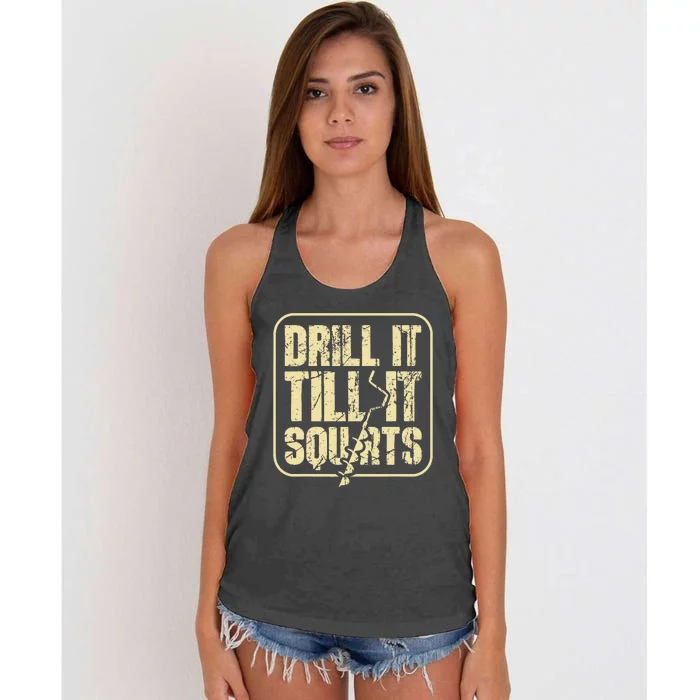 Drill It Till It Squirts Funny Winter Ice Fishing Women's Knotted Racerback Tank