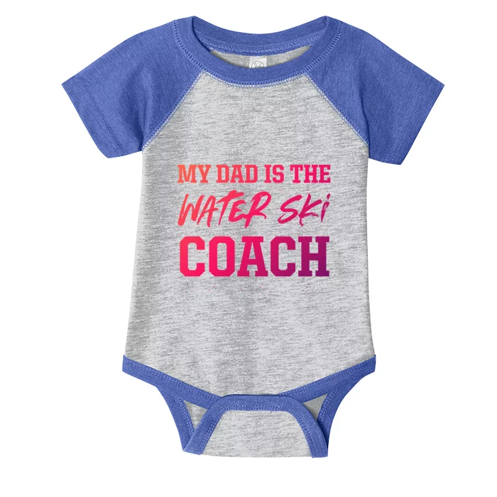 Dad Is The Water Ski Coach Appreciation Water Skiing Gift Infant Baby Jersey Bodysuit