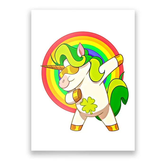 Dabbing Irish Unicorn Cool Gift St Patricks Day Lepricorn Funny Gift Poster