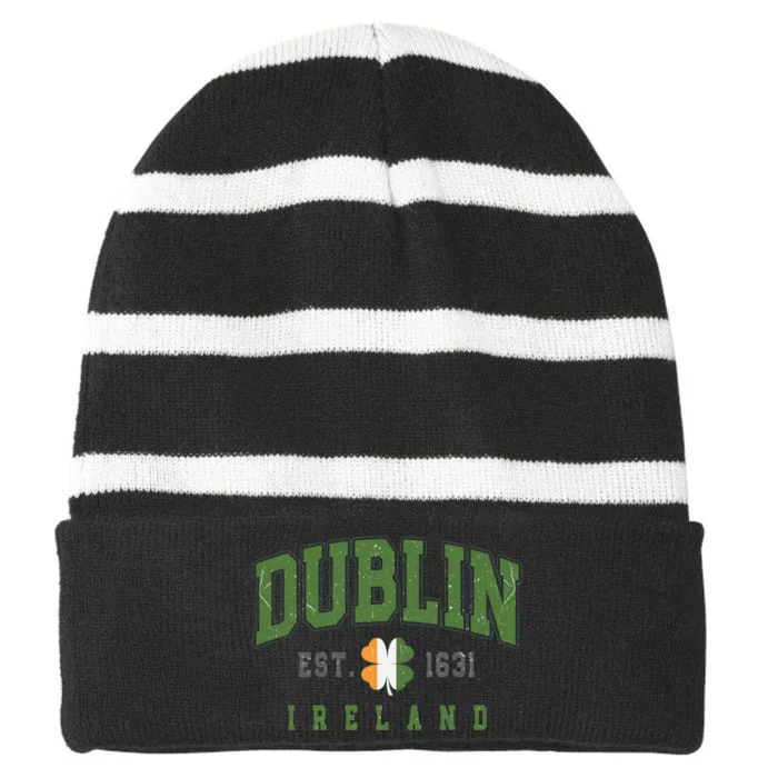 Dublin Ireland Vintage Est 1631 Striped Beanie with Solid Band