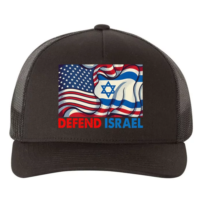 Defend Israel Vintage American Israeli Flag Yupoong Adult 5-Panel Trucker Hat