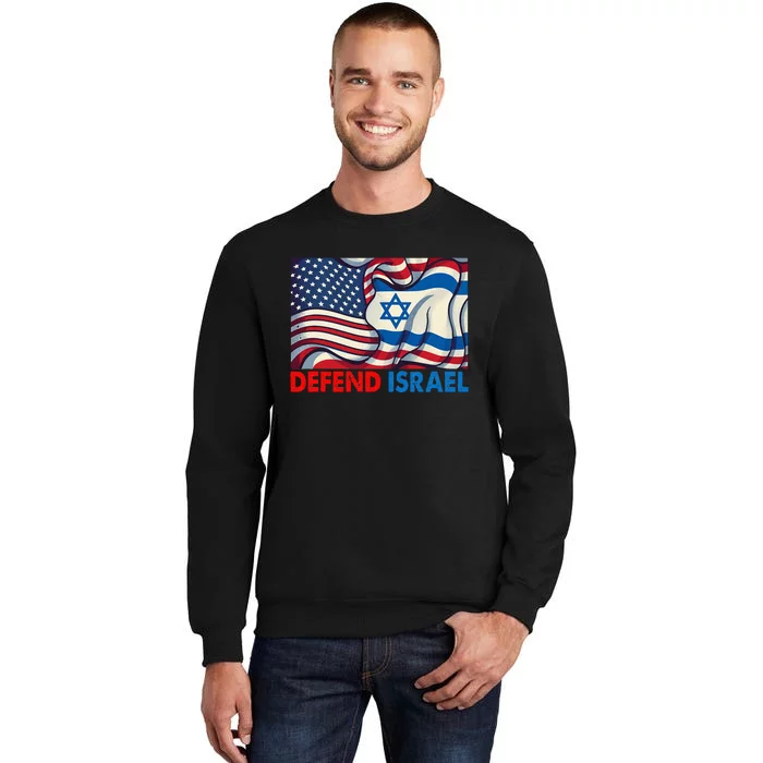 Defend Israel Vintage American Israeli Flag Sweatshirt