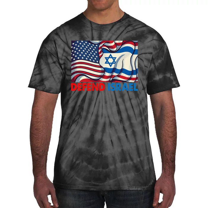 Defend Israel Vintage American Israeli Flag Tie-Dye T-Shirt